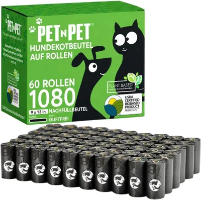 Productafbeelding van Hondenpoepzakjes - 1080 stuks - 60 rollen van 18 zakjes - zwart - extra dik en lekvrij