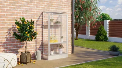 Productafbeelding van Vitavia balkonkas "Polis", aluminium met geanodiseerde afwerking, 4 mm dik veiligheidsglas, met stalen fundering