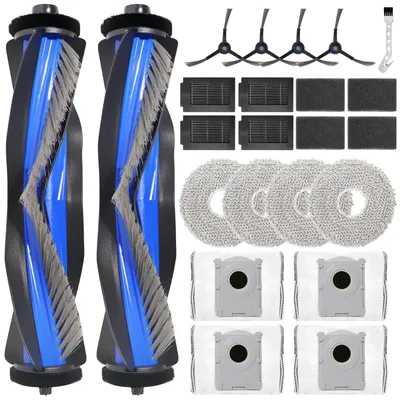 Zubehörset für Saugroboter, 2 Hauptbürsten, 4 Tücher, 4 Beutel, 4 Filter