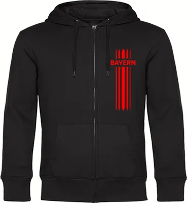 Produktbild von multifanshop Kapuzen Sweatshirt Jacke - Bayern - Streifen, schwarz, Größe L
