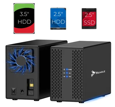 Immagine prodotto di HDD SSD enclosure 2x 3,5" SATA III USB 3.2 HDD enclosure fino a 40TB 36W fan