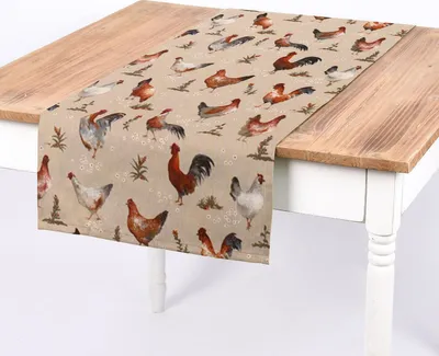 Produktbild von SCHÖNER LEBEN. Tischläufer Chicken Farm Hühner natur braun