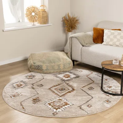 Zdjęcie produktu dla Volero - Okrągły dywan berberyjski – Blend Aztec Beige - Ø 240 cm
