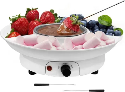 Produktbild von Schokoladen Fondue Set 260ml mit 2 Gabeln, 2-Stufen-Heizung & 25W Weiß