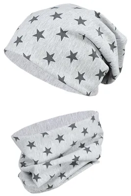Image de TupTam bonnet enfant unie, couleur : étoiles graphite / gris chiné, taille : 50-52