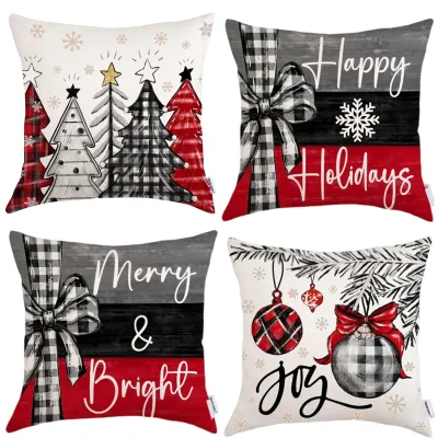 Weihnachtskissenbezüge 4er-Set 45x45 cm Leinen