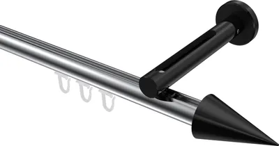 Produktbild von Interdeco Innenlaufstange / Gardinenstange mit Innenlauf Chrom / Schwarz, Typ Siteno Savio (Kegel), 20 mm Ø 1-läufig, 100 cm