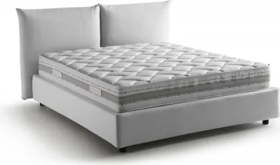 Produktbild von Doppelbett Dbrunor, Containerbett mit Stoffbespannung, 100%  Italy, Frontöffnung, inklusive Matratze Cm 160x200, Weiß