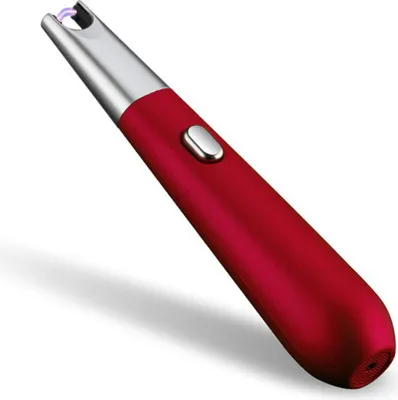 Produktbild von Sanshine Long Réclacks, USB, wiederaufladbar, 360° Rotation, flexibel, tragbar, ideal für Pfeife, Kerze, Herd, Grill, roter langer Bogen