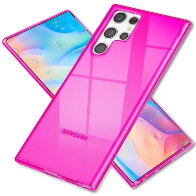 Obrázok produktu pre NALIA Priehľadné neónové puzdro na mobilný telefón Samsung Galaxy S22 Ultra, transparentné farebné svietiace, tenké ochranné puzdro, kryt ružový