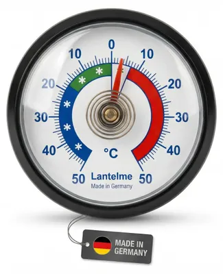 Kühlschrankthermometer analog, -50 bis +50 °C, selbstklebend, schwarz