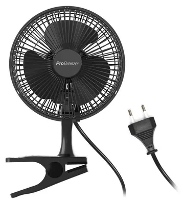 Produktbild von Pro Breeze Mini Ventilator, 20 cm, Tischventilator, 2 Geschwindigkeitsstufen, leise, stabiler Clip, ideal für Schreibtisch und Growbox.