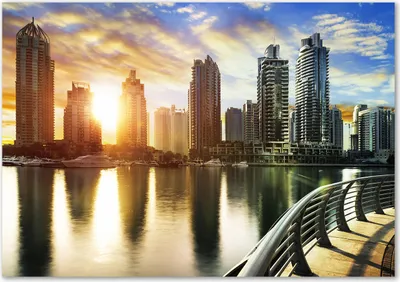 Produktbild von Tulup® Glas-Bild - 100 x 70 - Wandbild aus Glas - Wandkunst - Wandbild hinter gehärtetem Sicherheitsglas - Sehenswürdigkeiten & Architektur - Dubai Sonne - Gelb