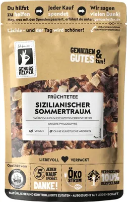 Produktbild von Sizilianischer Sommertraum Tee, lose, aromatischer Früchtetee für eine entspannte Auszeit, 10 x 100g