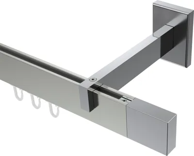 Produktbild von Interdeco Innenlaufstange / Gardinenstange mit Innenlauf Edelstahl-Optik / Chrom, Typ Smartline Lox (Quader), 14x35 mm 1-läufig, 180 cm