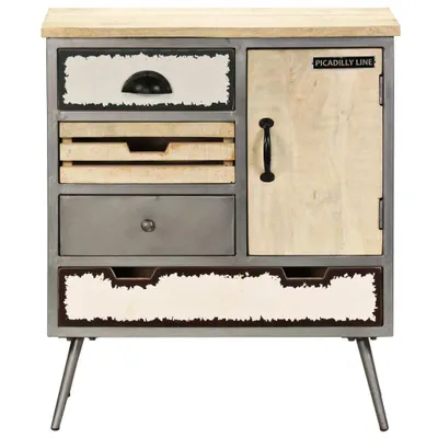 Image de vidaXL Buffet en bois massif de manguier et acier 65x33x76 cm