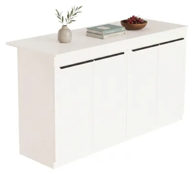 Produktbild von Oviglio - Kücheninsel, 160x60x90h cm Weiß, 2 Regalböden