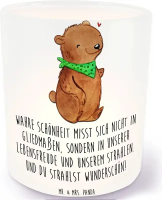 Produktbild von Mr. & Mrs. Panda Teelichthalter Bär Dysmelie - Transparent - Geschenk, Glas, Outdoor Windlicht, Kerzenhalter, glaswindlicht
