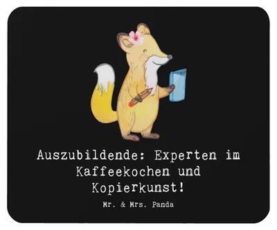 Produktbild von Mr. & Mrs. Panda Mousepad Auszubildende Kaffeekünstler - Schwarz - Geschenk, Mouse Pad, Berufsleben, pc mausunterlage, Berufspassion, Ausbildung, Berufsgestaltung, Beruf