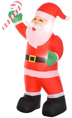 Productafbeelding van Opblaasbare kerstdecoratie - Kerstman, 2,4 meter - LED-verlichting - Lollystok - Geschikt voor binnen- en buitengebruik - Rood