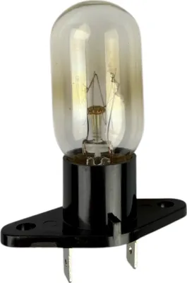 A close-up studio shot of a microwave oven light bulb.