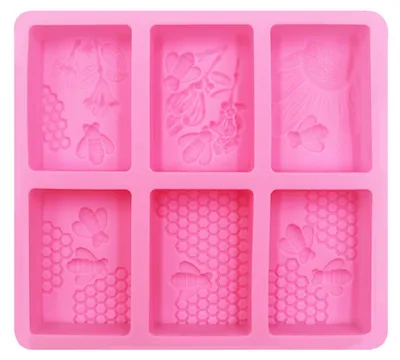 Produktbild von Seifenform, antihaftbeschichtet, wiederverwendbar, 3D-rechteckige Bienen-Silikonform für Gebäck und Seifenherstellung in der Küche