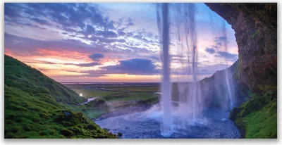 Produktbild von Glasbilder 140x70 Wandbild Druck auf Glas Wasserfall Landschaft