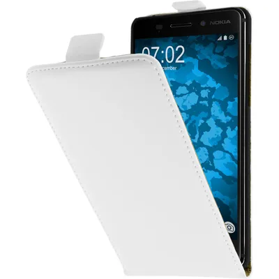 Produktbild von PhoneNatic Kunst-Lederhülle kompatibel mit  Nokia 6 - Flip-Case weiß + 2 Schutzfolien