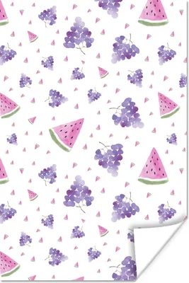 Produktbild von MuchoWow® Poster Weintrauben - Wassermelone - Pastell - Muster 20x30 cm - Papierdruck