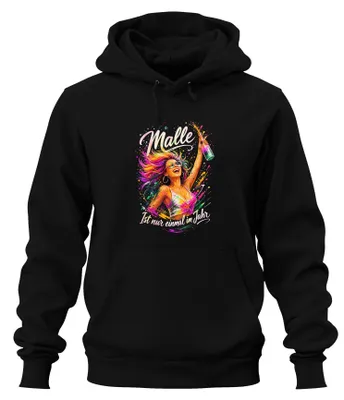 Obrázek produktu pro Malle – mikina s kapucí "Mallorca Party Ballermann", černá, velikost S