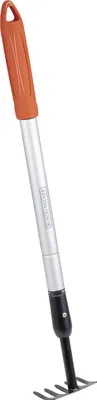 Produktbild von BLACK+DECKER Gartenrechen 5Zahn - Verstellbar von 66 bis 100 CM - Kohlenstoffstahl, Fiberglas und PVC - Orange/Schwarz