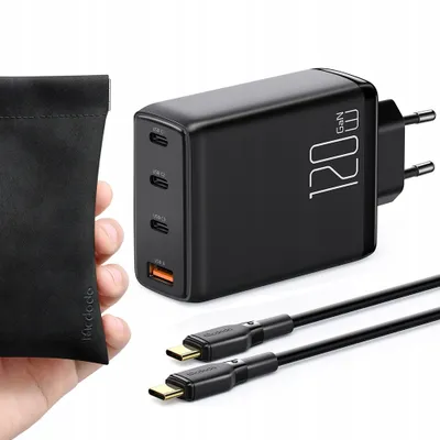 Obrázek produktu pro Nabíječka Telefonu, Gan, Rychlá, Usb-C/Usb, 4 Porty, 120W, Kabel Usb-C, Mcdodo