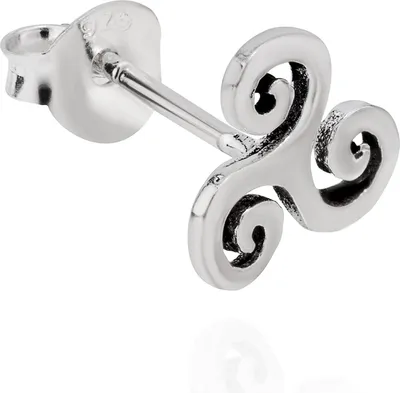 Produktbild von Einzel Ohrstecker Keltische Triskel 925 Silber 8mm klein Damen Gothic Ohrring