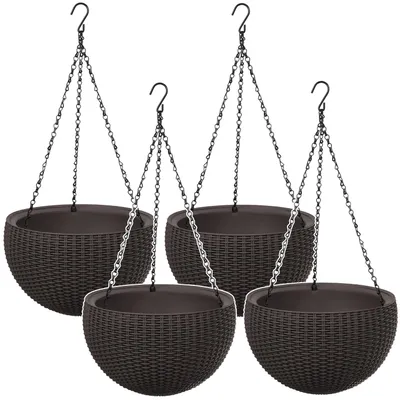 Produktbild von 4x Hängepflanzgefäß Keter Sphere Planter, braun