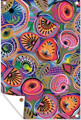 Obrázek produktu pro MuchoWow® Zahradní plakáty - Kruh - Figurky - Listy - 90x60 cm - Zahradní dekorace