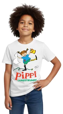 Produktbild von Spreadshirt Pippi Langstrumpf Pippi Hat Spaß Kinder T-Shirt, 110/116 (5-6 Jahre), Weiß