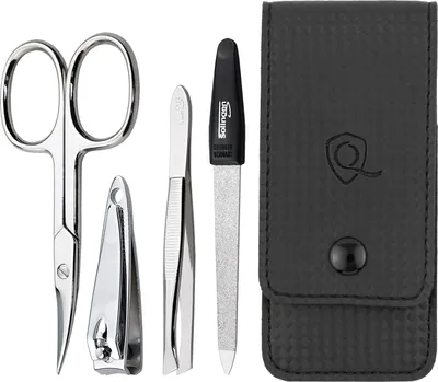 Produktbild von marQus Maniküre Set 4 teilig praktisch und kompakt- mit Feile aus Solingen, das praktische Nagelpflegeset für alle Fälle und Taschen, Reise Nageletui