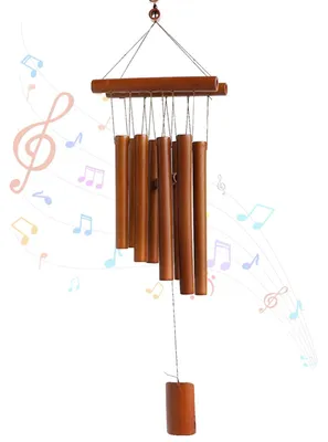 Bambus-Windspiel, Holz-Windspiel für Außen, Gartendekoration, 60x18 cm