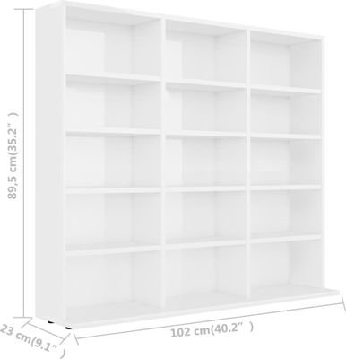 vidaXL CD-Regal Hochglanz-Weiß 102x23x89,5 cm Holzwerkstoff