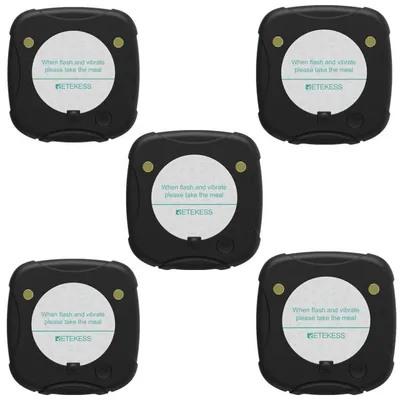 Immagine prodotto di Retekess TD186 Pager, 5 pezzi, sistema di cercapersone wireless per ristoranti, sistema di chiamata con cercapersone, cercapersone da sottobicchiere, sistema di chiamata radio, cercapersone per ospiti