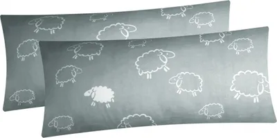 Produktbild von Baumwoll Renforcé Kissenbezug - 2er Set in 40x80cm - Schafe Lämmer - Kopfkissen-Bezug, Kissenhülle, Dekokissenbezug aus 100% Baumwolle (Schafe Grau/Weiß 99/7)