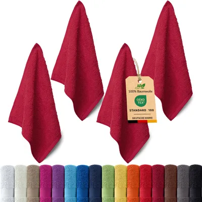 Produktbild von 4er-Set ARIZONA Handtuch-Serie von AR Line – 100% Baumwolle, 500 g/m², 4er-Set Seiftücher 30x30 cm, Burgund