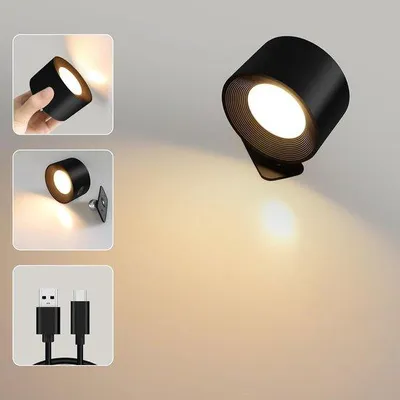 Immagine prodotto di Lampada da parete ricaricabile per soggiorno e camera da letto - wireless - ricaricabile tramite USB - alimentata a batteria - con telecomando - lampada da parete a LED