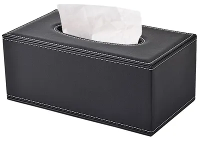 Immagine prodotto di Contenitore per fazzoletti in pelle, forma rettangolare, dispenser per salviette cosmetiche, supporto, colore nero