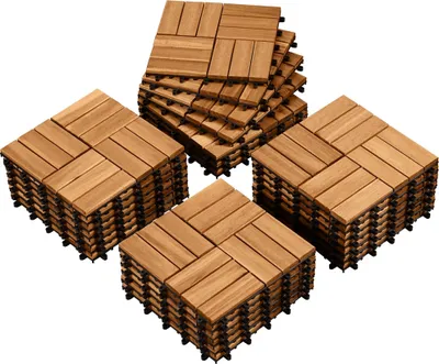 Produktbild von Yaheetech Terrassenfliesen Holzfliesen Akazie 30x30cm 27er Set-2,6 m² Leicht Verlegbar Balkonfliesen Klicksystem Wetterfest Bodenfliesen Gartenfliesen