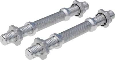 Produktbild von GORILLA SPORTS® Kurzhantelstangen - 2er Set, Länge 35cm, Ø 30mm, mit 4 Sternverschlüssen, Griff gerändelt, Verchromt, Silber oder Schwarz - Hantelstangen, Kurzhantel, Hantelgriffe