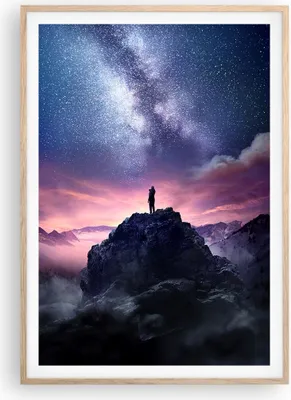Produktbild von Gerahmtes Poster - Rahmen in heller Eiche - Gipfel Wolken Nacht - 70x100 cm - Wand Bild - Wanddeko - Wandbilder - Kunstposter - Wandposter - Bilderrahmen - Bilder - Kunstdruck - P2NPA70x100-5160