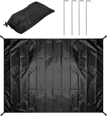 Produktbild von Vorzeltteppich 210 x 140 cm, wasserdicht, grau, mit Tragetasche und Heringen, für Camping