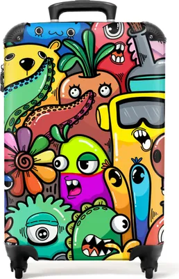 Obrázek produktu pro NoBoringSuitcases.com® Kufr Příruční zavazadlo Trolley Rolling suitcase Malý cestovní kufr na 4 kolečkách - Monster - Pattern - Vegetables - Flowers - Rainbow - Kids - Cabin Size < 55x40x23 cm & 55x40x20 cm - Foto kufr - Cabin suitcase - Board luggagePříruční zavazadlo Kufr 55x35x20 cm, 36L,