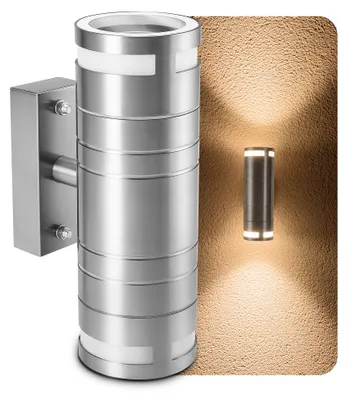 Zdjęcie produktu dla SSC-LUXon lampy zewnętrzne ze stali nierdzewnej ściana góra dół - odporne na warunki atmosferyczne oświetlenie ścienne domu na zewnątrz IP44 gniazdo dla 2x GU10